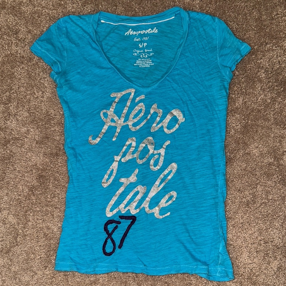Aeropostale Women's Blue Graphic Tee